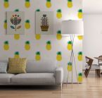 Obraz na płótnie Kolorowy kwiat powieszony na ścianie z ananasami w salonie nad kanapą