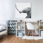 Obraz Mariny Cano ze słonikiem powieszony w sypialni