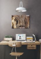 Obraz Górska Krowa powieszony w biurze nad biurkiem