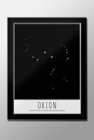 Konstelacja Oriona z opisem na plakacie w czarnej ramie