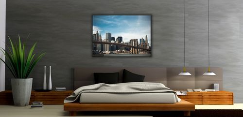 aranżacja obrazu z wieżowcami Nowego Jorku i Brooklyn Bridge
