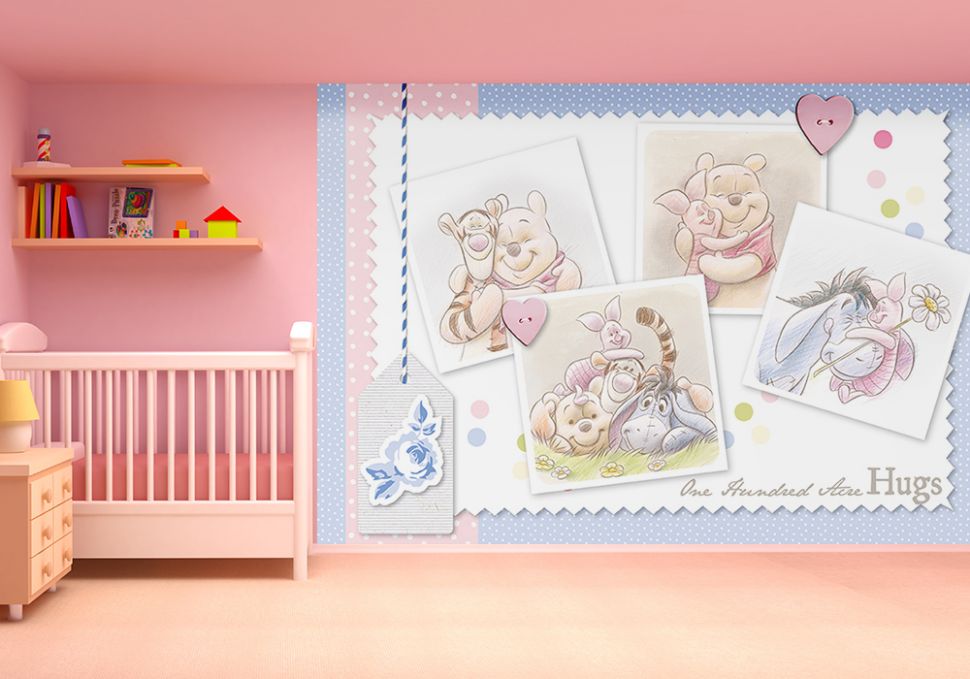 Pokój dziecka z fototapetą z Kubusiem Puchatkiem na ścianie