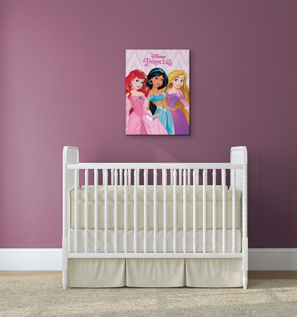 Obraz na ścianie we wnętrzu zatytułowany Disney Princess (Ariel, Jasmine And Rapunzel) wymiary płótna 30x40 cm