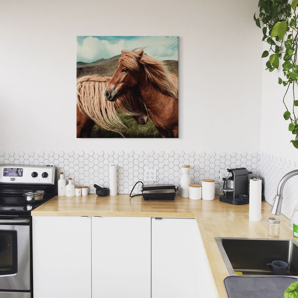 Obraz na płótnie Horses with mane przedstawiający konie wiszący w kuchni nad blatem