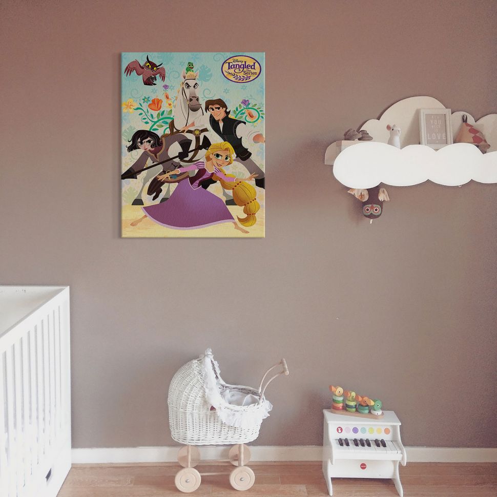 Obraz na płótnie przedstawiający postacie z bajki Zaplątani wiszący na ścianie w pokoju dziecka