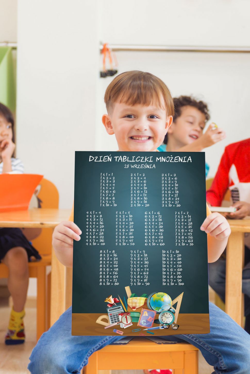 Plakat dla dzieci z tabliczką mnożenia