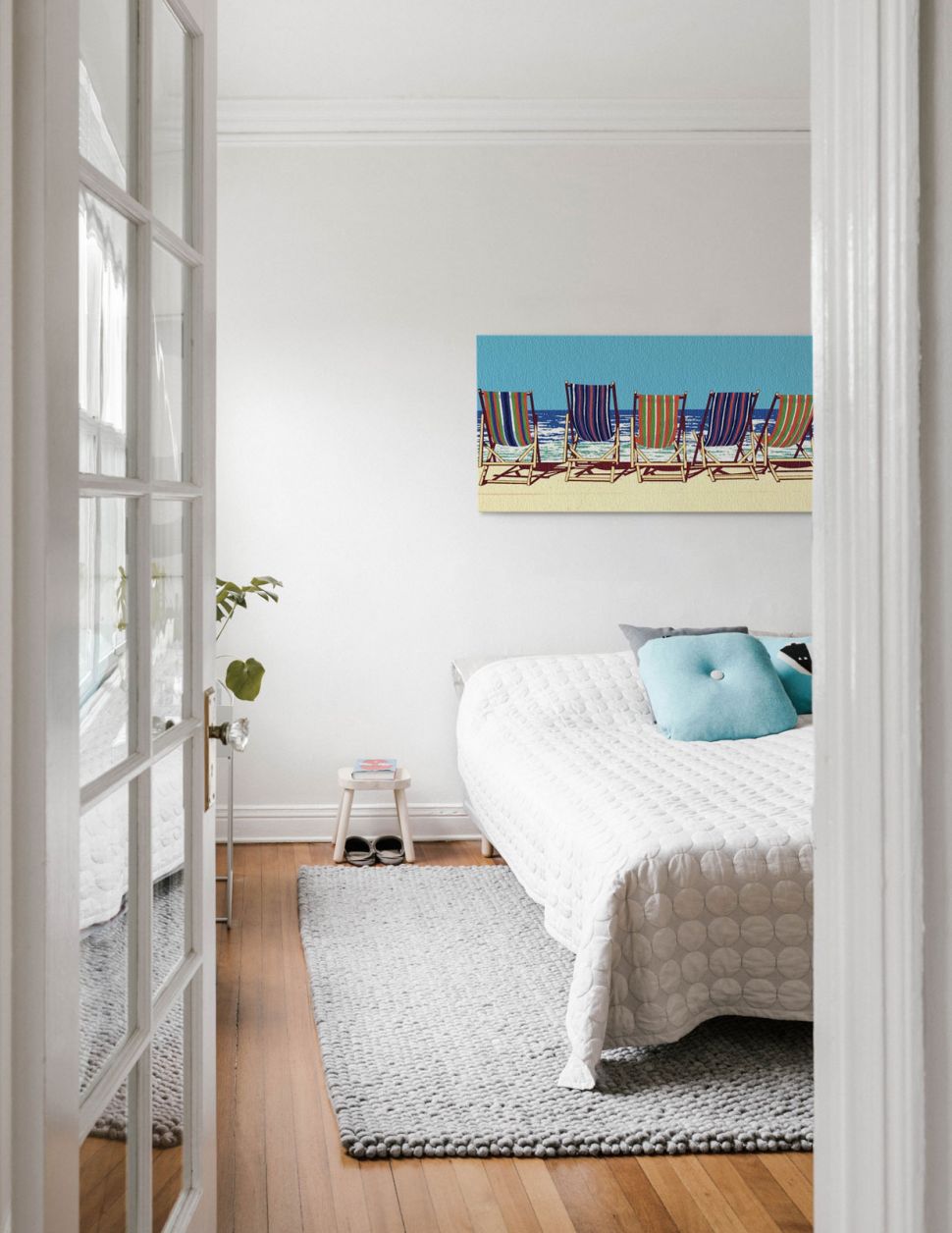 Five Deckchairs - obraz na płótnie do sypialni
