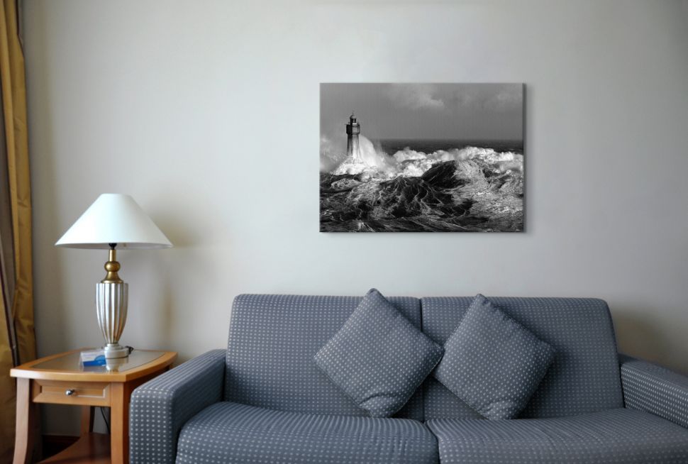 Canvas do salonu przedstawiający latarnię na morzu
