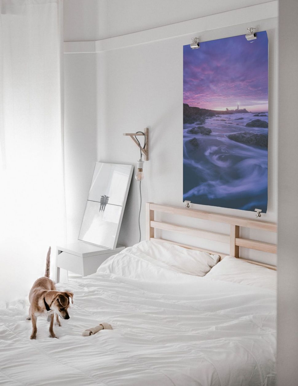 Poster Sunset on the shore powieszony w sypialni nad łóżkiem