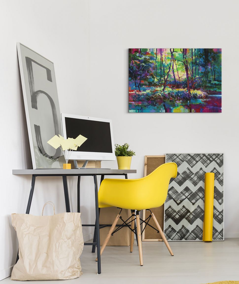 Kolorowy obraz na płótnie Brick Yard Pond w pokoju nad biurkiem