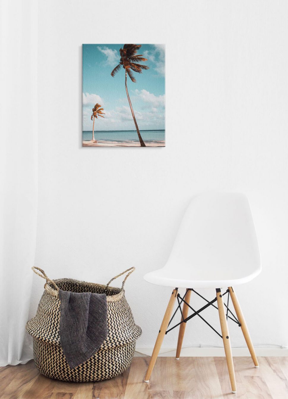 Obraz Palmy na plaży na białej ścianie