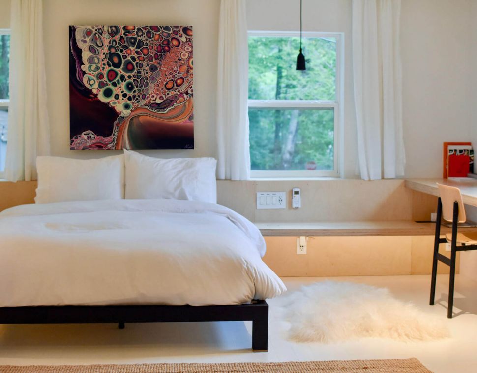 Obraz na płótnie Tapestry na ścianie w sypialni nad łóżkiem obok okna