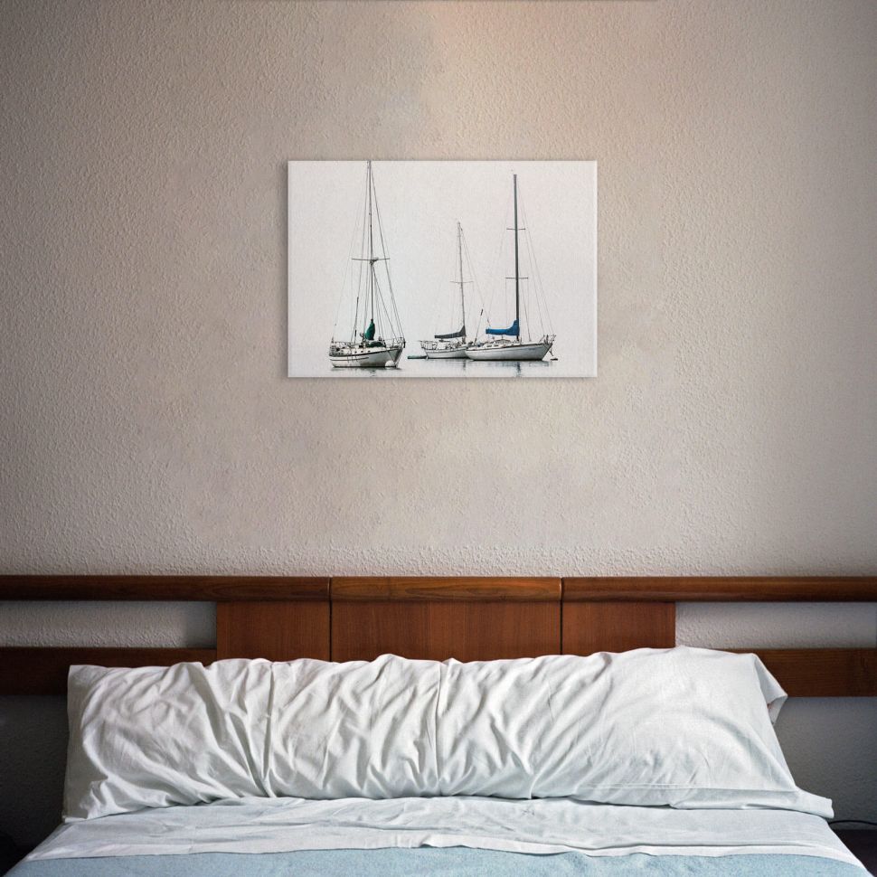 Płócienny obraz Łodzie na ścianie w sypialni nad łóżkiem