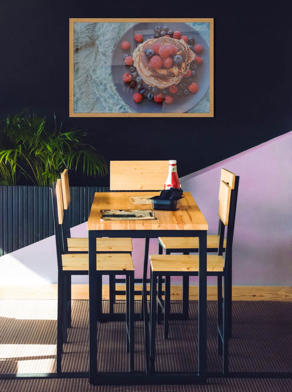 Plakat Pancakes w kawiarni nad stolikiem