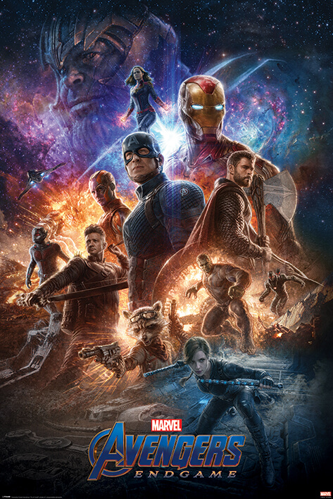 Plakat z bohaterami 4 części Avengers